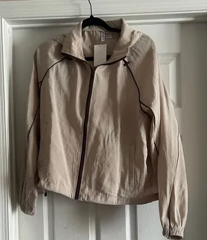 H&M NWT Light Taupe Women's Windbreaker Jacket with Contrast Piping thumbnail 1