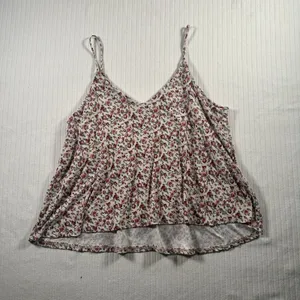 Gaze Juniors Womens Size Large Cropped Floral Cami Tank Top White Pink V-Neck L thumbnail 4