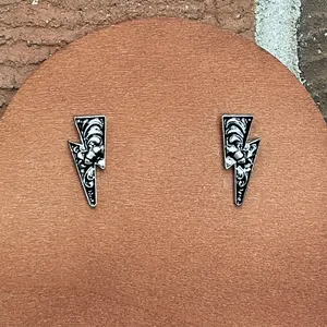 Filigree Lightning Bolt Earrings Silver thumbnail 1