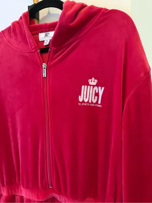 Juicy Couture Red Velour Zip Tracksuit Size Medium thumbnail 3