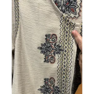Christopher & Banks Beige Embroidered Open Front Cardigan Jacket Womens Medium M thumbnail 5