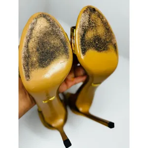 Gucci Cara Gold Metallic Leather Strappy High Heel Sandals EU 38 thumbnail 7