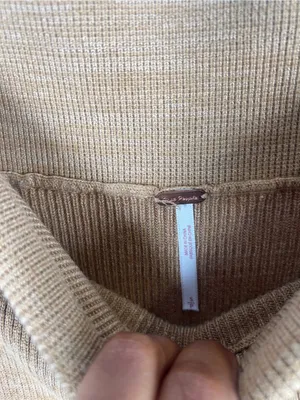 Free People Golden Hour Midi Skirt Small Golden Brown Ribbed Knit Side Slit thumbnail 3