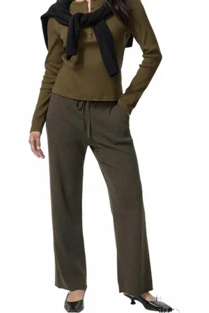 Uniqlo Washable Washable Knit Ribbed Pants NWT Brown Medium thumbnail 1