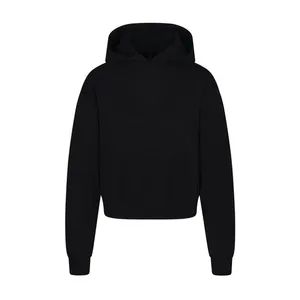 SKIMS COTTON FLEECE HOODIE, Black, Large, $80 thumbnail 2