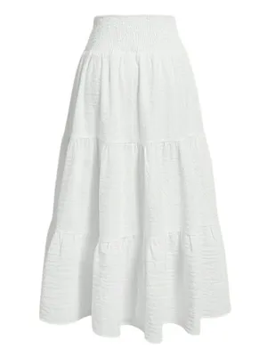 SheIn Solid Ruffle Hem Maxi Skirt in White, Size S thumbnail 2