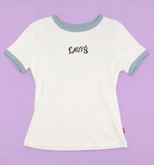 Levi’s White T-Shirt with Blue Trim thumbnail 1