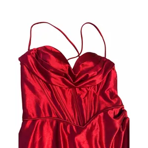 STACEES Red Satin Corset Gown Thigh-High Slit - Size 8 thumbnail 9