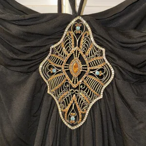 Miss Me Bejeweled Jersey Long Halter Top M thumbnail 3