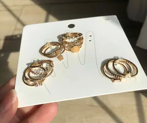 Size M/L H&M Gold Ring Set thumbnail 1