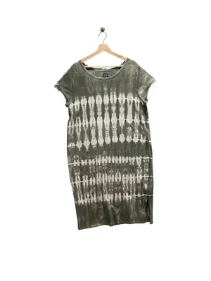 Gap Tie Dye T-Shirt Midi Dress Green Size XL Boho Casual Neutral Vacation Cute thumbnail 2