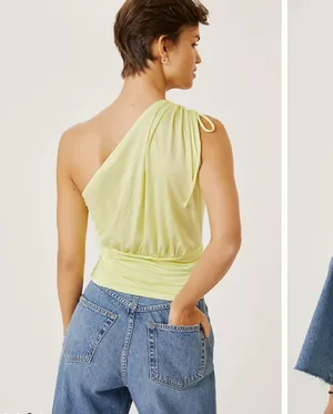 Anthropologie Neon One Shoulder Crop Top thumbnail 2