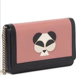 Kate Spade Gentle Panda Crossbody Leather Wallet‎ Bag, Pink/Black, NWT thumbnail 4