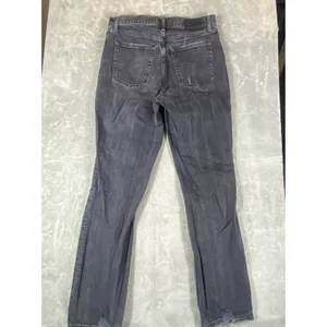Abercrombie & Fitch 90s Straight Jeans‎ Womens 12/31 Ultra High Rise Rips Fringe thumbnail 3