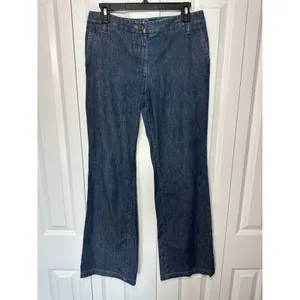 Ann Taylor Dark Wash Bootcut Jeans Womens 6 Stretch Denim High Rise Flare Cotton thumbnail 2