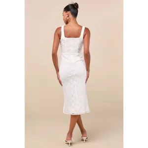 NWT Lulus Kalani White Mesh Textured Midi Dress Engagement Banquet Gala Size XL thumbnail 3