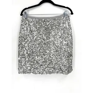 NWT J.Crew Sequin Mini‎ Skirt Womens 4 Silver F7872 Disco Party Glam Holiday thumbnail 2
