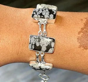 Snowflake Obsidian Bracelet 6 1/2” thumbnail 1
