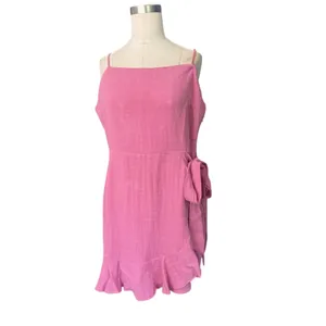 Cotton Candy LA Abbeline Bow Wrap Dress Pink Size L Womens Mini Party Cocktail⁠ thumbnail 13