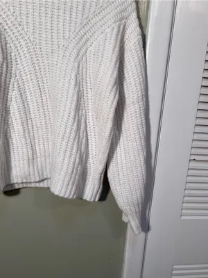 A New Day Womens Size Small Crewneck Sweater White Ribbed Shaker Stitch Long Slv thumbnail 4