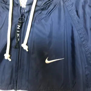 Vintage Nike woman’s size large 12-14 navy and white lined 1/4 zip windbreaker thumbnail 5