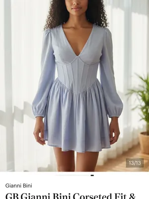 Gianni Bini Light Lavender Long-Sleeve Fit-and-Flare Dress Size Small thumbnail 2
