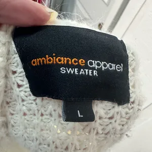 Ambiance Apparel Off White Cardigan Sweater Size Large EUC thumbnail 6
