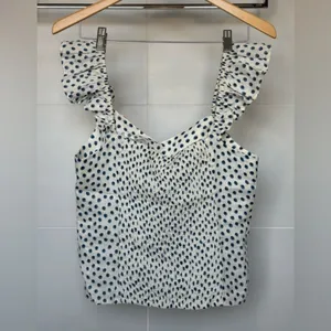H&M Polka Dot Ruffle Strap Top Small NWT White Blue Sweetheart‎ Blouse thumbnail 6