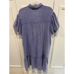 Talulah Cotton Gauze Midi Shirt Dress Size Small‎ Periwinkle Tiered Oversized thumbnail 4