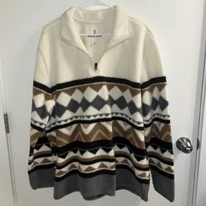 Mutual Weave Fleece Quarter Zip White Size XL thumbnail 2