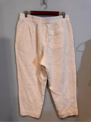 Madewell Lightspun Tapered Huston Pull-On Crop Pants Cream Gauze Size L thumbnail 5