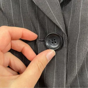 Ann Taylor Grey Pinstripe Women Blazer Jacket 4 Button Down Dark Academia Preppy thumbnail 7