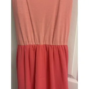 Xhilaration S/P Coral Pink Hi-Low Maxi Dress Layered Ruffle Tie Back thumbnail 3