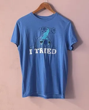 Disney Blue Stitch “I Tried” Graphic Tee Size M thumbnail 1