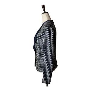 Carlisle New York Blazer Women‎ 6 Blue Tan Tweed Double Breasted Preppy Mature thumbnail 6