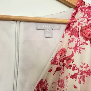 Chelsea28 Forget Me Not Floral Print Puff Sleeve Midi Dress in Beige and Pink thumbnail 8
