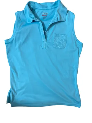 IZOD' Sleeveless Polo Top in Aqua Blue thumbnail 1
