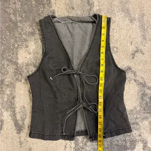 SHEIN Gray Denim Vest with ties thumbnail 5