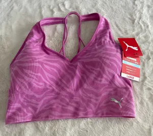 NWT new Puma Pink Zebra Seamless Bra size Large L thumbnail 1