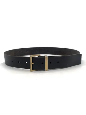 AllSaints Women’s Size S Black Genuine Leather Wide Waist Belt Gold Buckle thumbnail 4