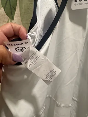 Women's White Tennis Dress with Black Trim thumbnail 3