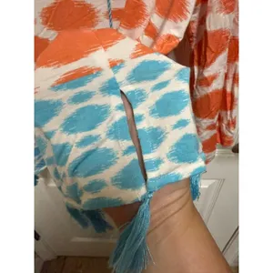Ruby Rd. Petite Orange Ikat Tassel Tunic Top Women's PXL Boho Rayon Blend Size undefined thumbnail 6