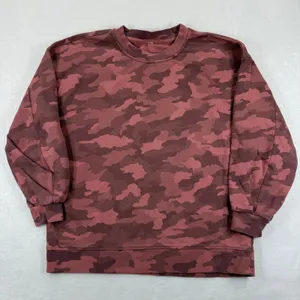 Lululemon Camo Crewneck Sweatshirt Pullover Long Sleeve Red Pink‎ Women 1X READ thumbnail 1