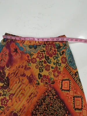 Coldwater Creek Orange Floral Patchwork Midi Skirt thumbnail 7