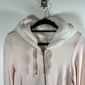 Lemon Vanilla Cream Sherpa Lined Zip Up Hoodie Jacket NWT‎ LL-0012 Pink Large thumbnail 2