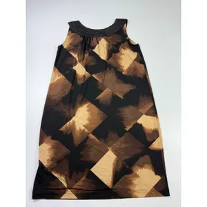 Dana Buchman‎ Dress Brown Black Geometric Beaded Neck Sleeveless S thumbnail 5