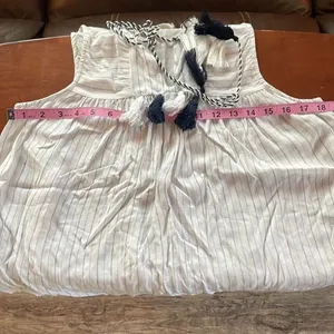 Anthropologie Savannah Jane White and Navy Striped Sleeveless Top thumbnail 6