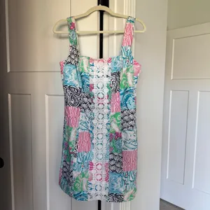 Lilly Pulitzer Idi Shift Dress Osterville Patch print‎ pink blue thumbnail 2