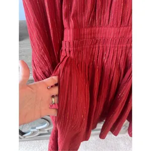 Ulla Johnson Rory Metallic Cotton Long Sleeve Mini‎ Dress Ruby Red Size 4 thumbnail 7