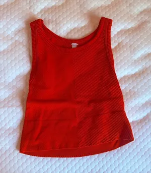 Nikibiki Red Ribbed Crop Tank Top thumbnail 1